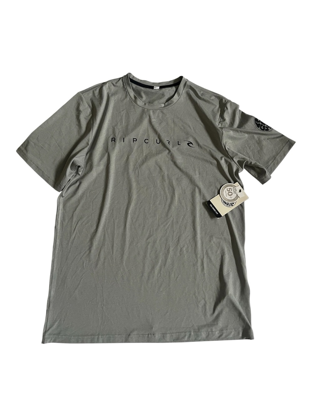 Rip Curl light gray NWT short sleeve tee shirt UPF 50+ rating